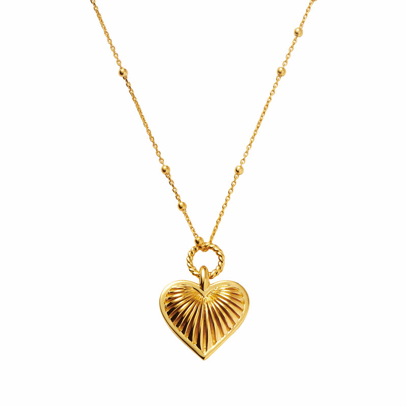 Ridge Heart Gold Charm Necklace