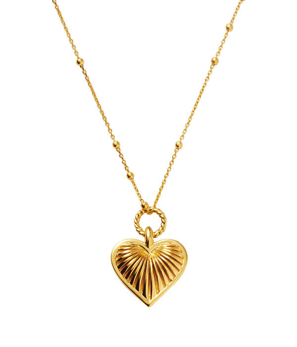 Ridge Heart Gold Charm Necklace