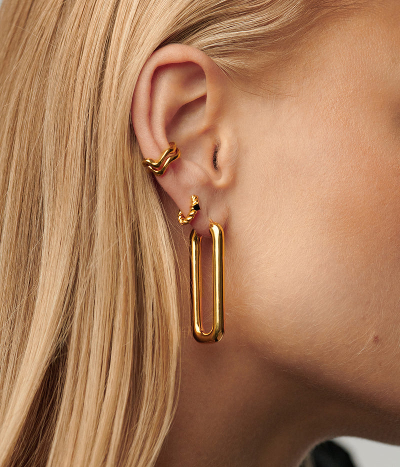 Ovate Gold Hoop Earrings
