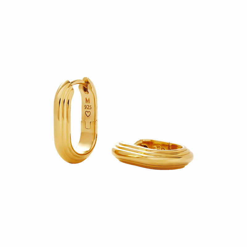 Zenyu Link Ridge Ovate Gold Hoop Earrings