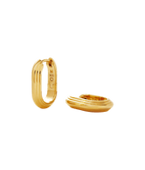 Zenyu Link Ridge Ovate Gold Hoop Earrings