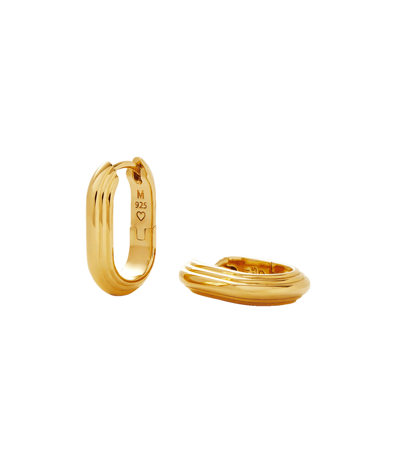 Zenyu Link Ridge Ovate Gold Hoop Earrings