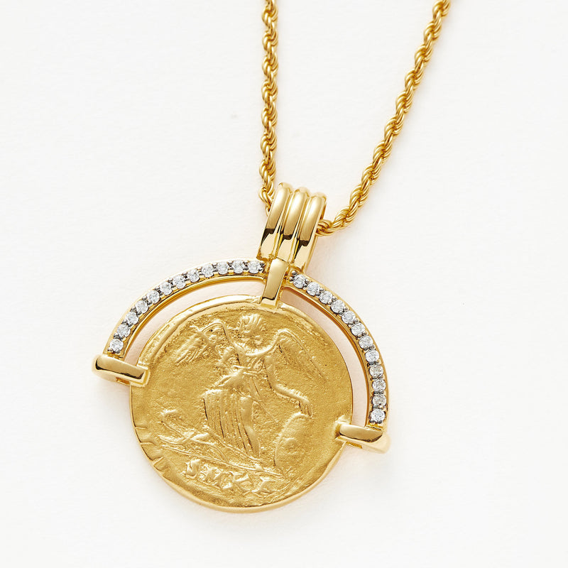 Lucy Williams Fortuna Arc Coin Gold Necklace