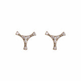 Pair of "Helix" studs in 18k gold and white diamonds