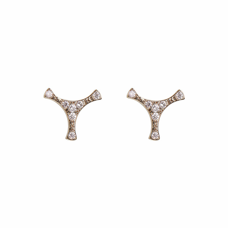 Pair of "Helix" studs in 18k gold and white diamonds