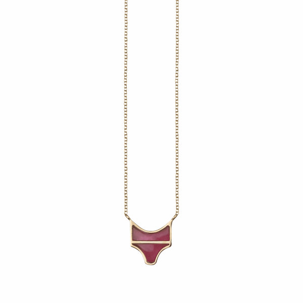 "Minotavros" 14k gold and tourmaline necklace