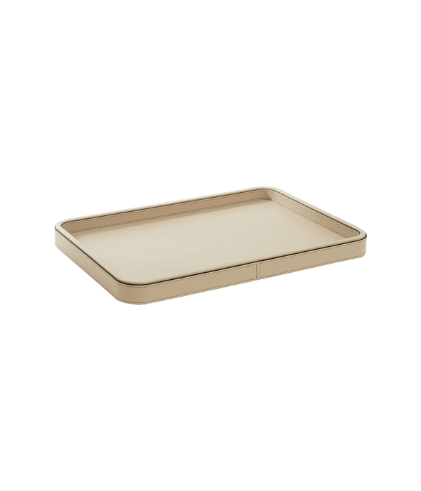 Jane Medium Leather Tray in Taupe