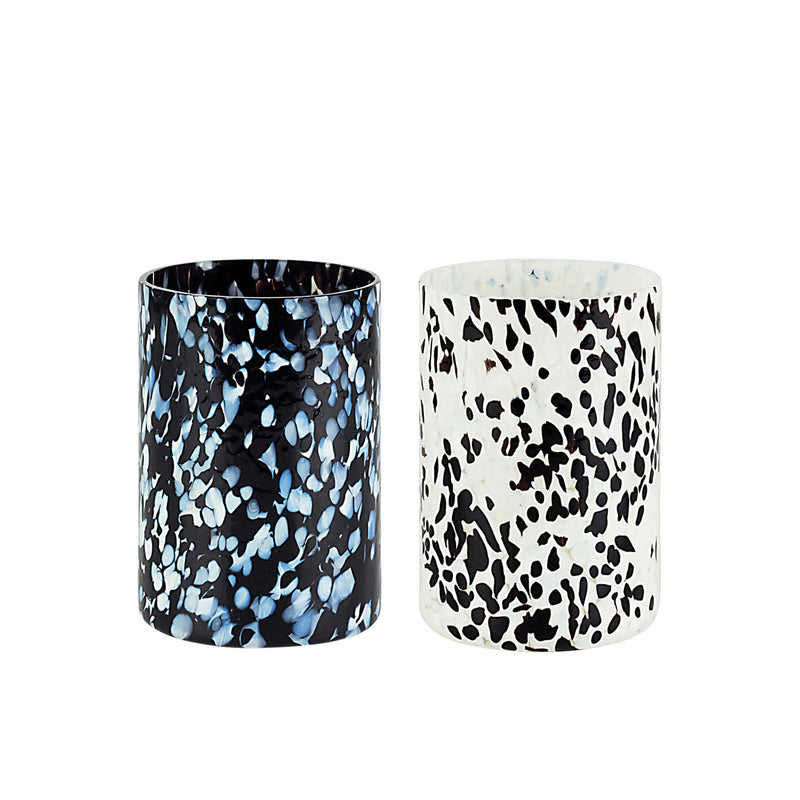 Black & White Set of 2 Murano Glass Tumblers