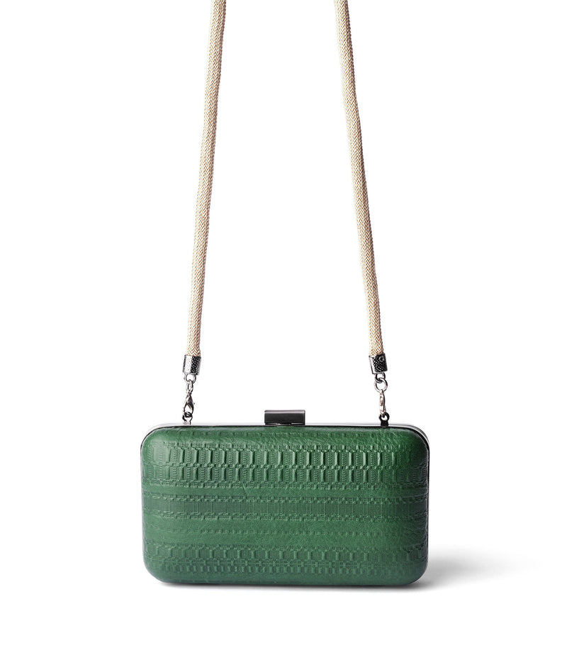 Myrti Green Embossed Leather Clutch