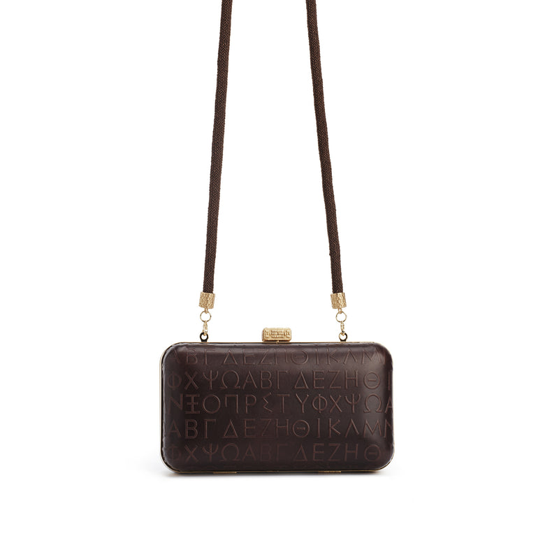 Myrti Brown Embossed Leather Clutch Bag