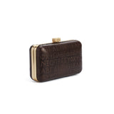 Myrti Brown Embossed Leather Clutch Bag