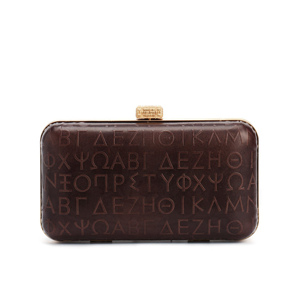 Myrti Brown Embossed Leather Clutch Bag