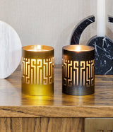 Potamos light oxidised brass candle holder