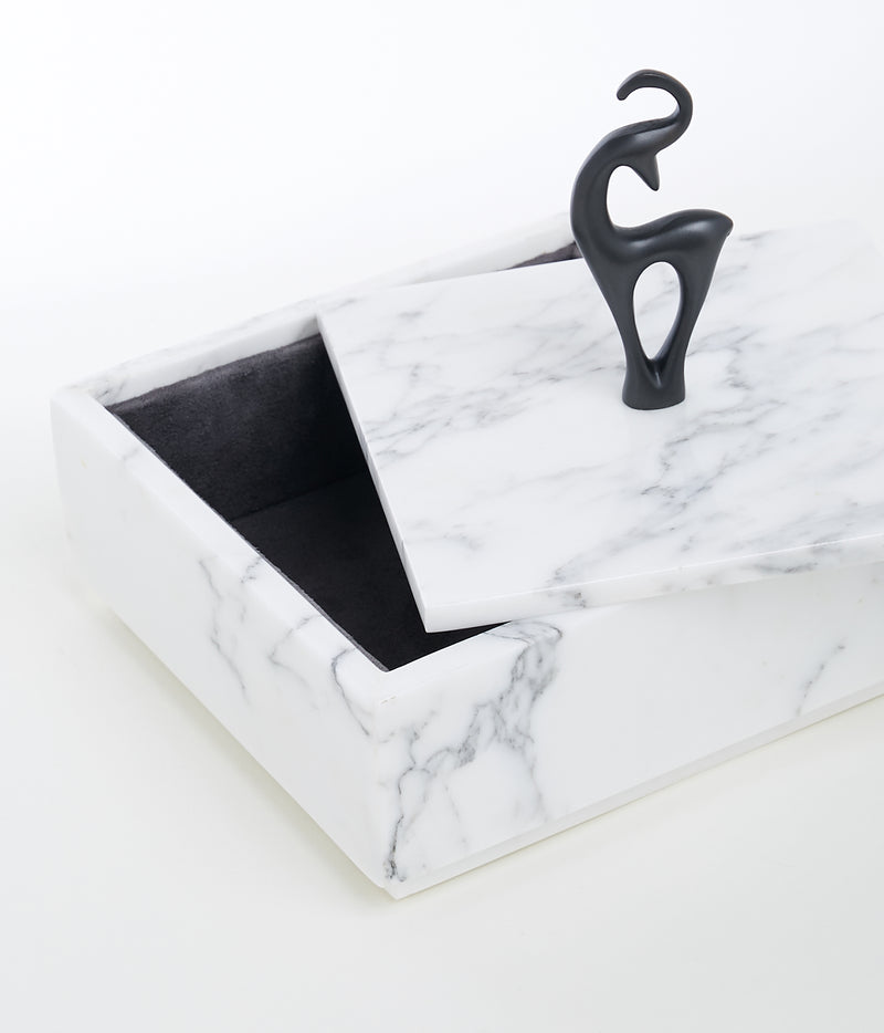 Elafos marble and oxidised brass jewellery box