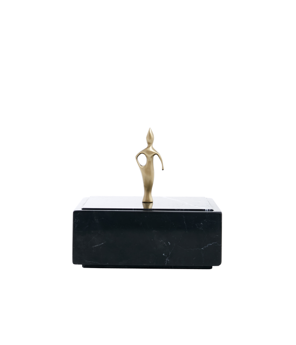 Kori marble and oxidised brass jewellery box