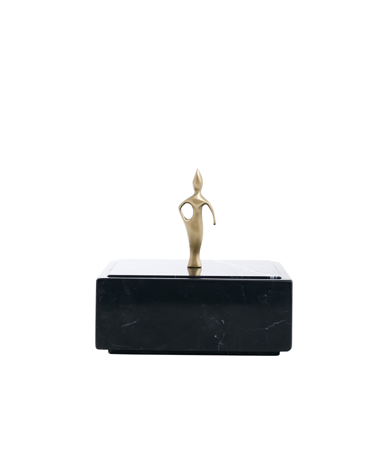 Kori marble and oxidised brass jewellery box