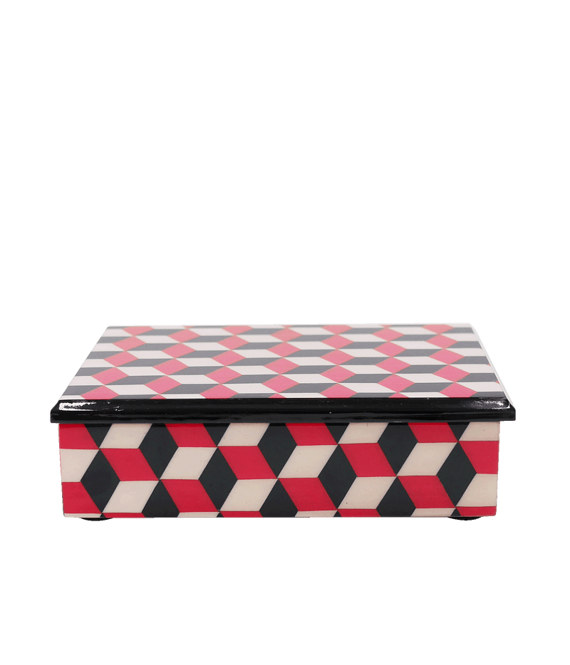 Rombo Red Wooden Decorative Box - Medium