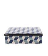 Rombo Blue Wooden Decorative Box - Medium