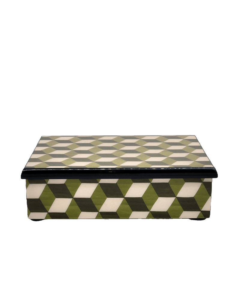 Rombo green wooden decorative box - Medium