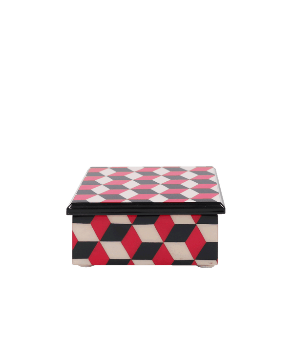 Rombo red wooden decorative box