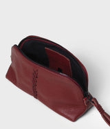 Textured-leather vanity case in wine red