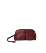 Textured-leather vanity case in wine red