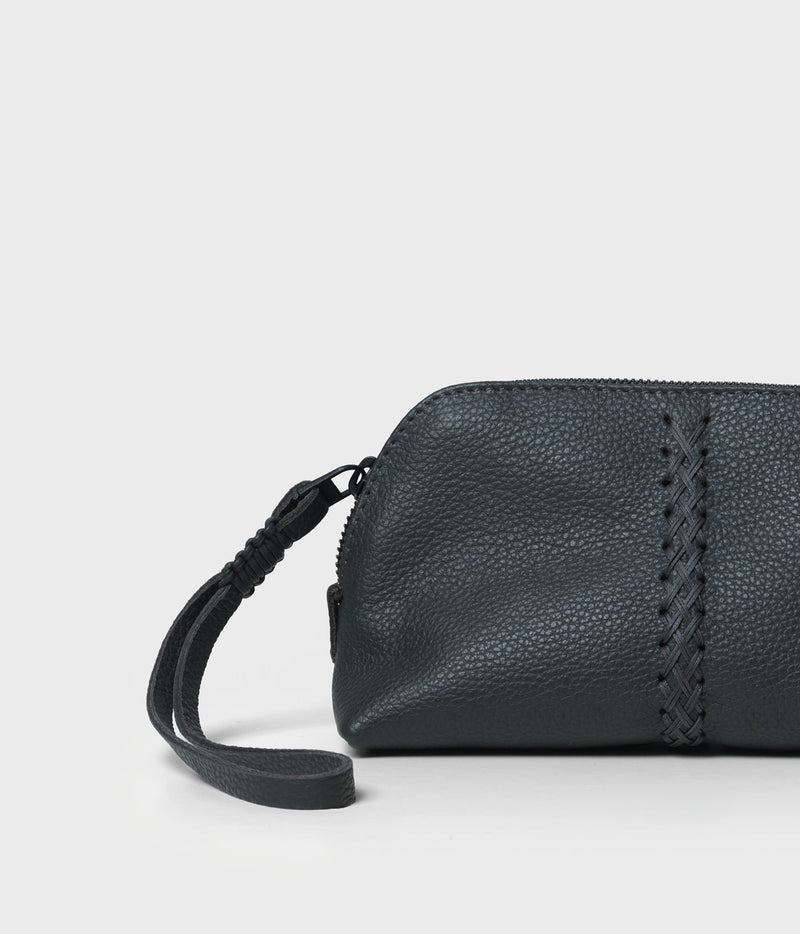 Textured-leather vanity case in charcoal