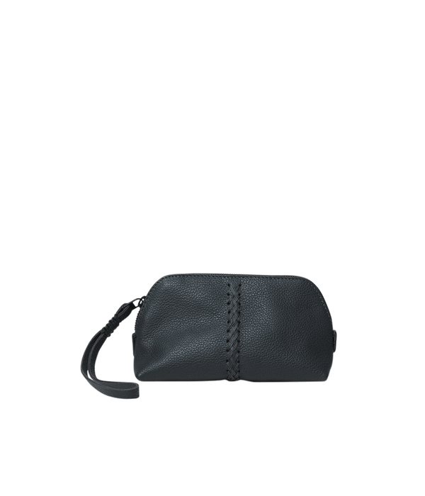 Textured-leather vanity case in charcoal
