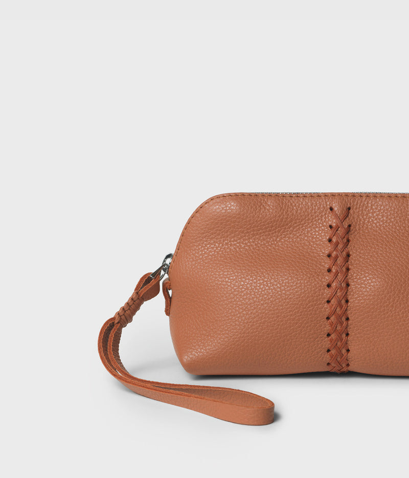 Textured-leather vanity case in peach