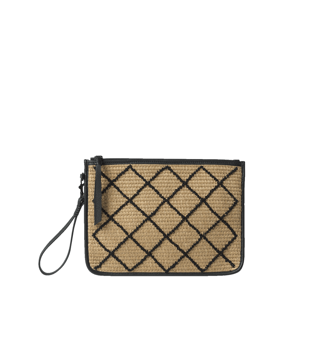 Myrti embossed leather clutch, Zeus + Dione