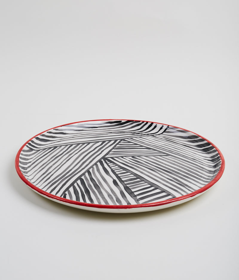 Striped handpainted ceramic platter