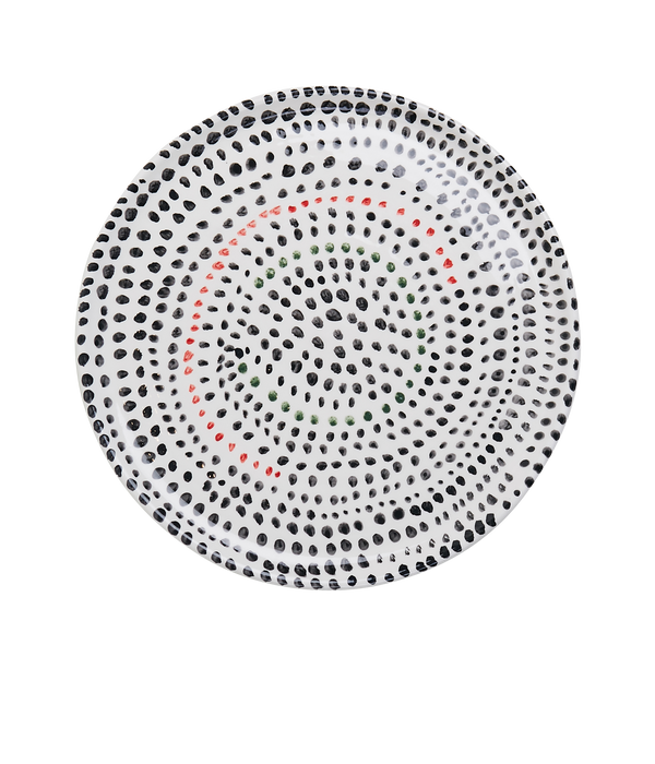 Polka-dot handpainted ceramic platter