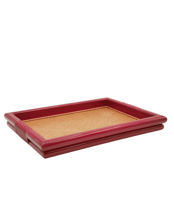 Bamboo Trellis Tray in Plum Red- Large