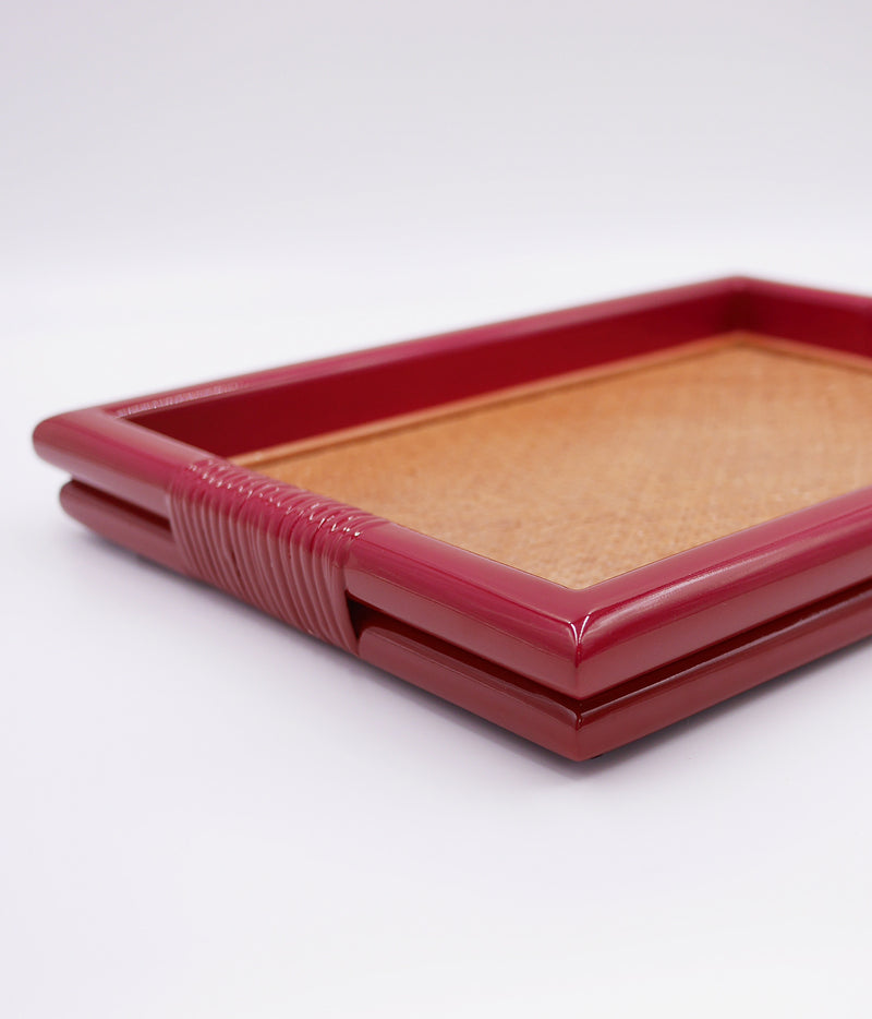 Bamboo Trellis Tray in Plum Red- Large