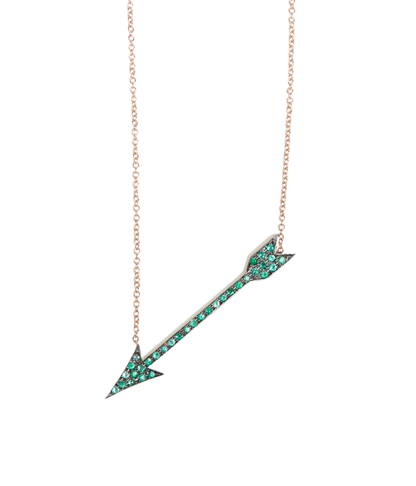 Arrow rose gold emerald necklace