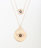 Large Evil Eye rose gold and diamond necklace