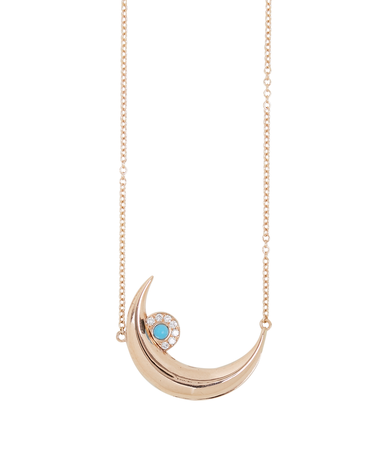 Eye-Moon rose-gold turquoise and diamond necklace