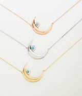 Eye-Moon yellow-gold turquoise and diamond necklace