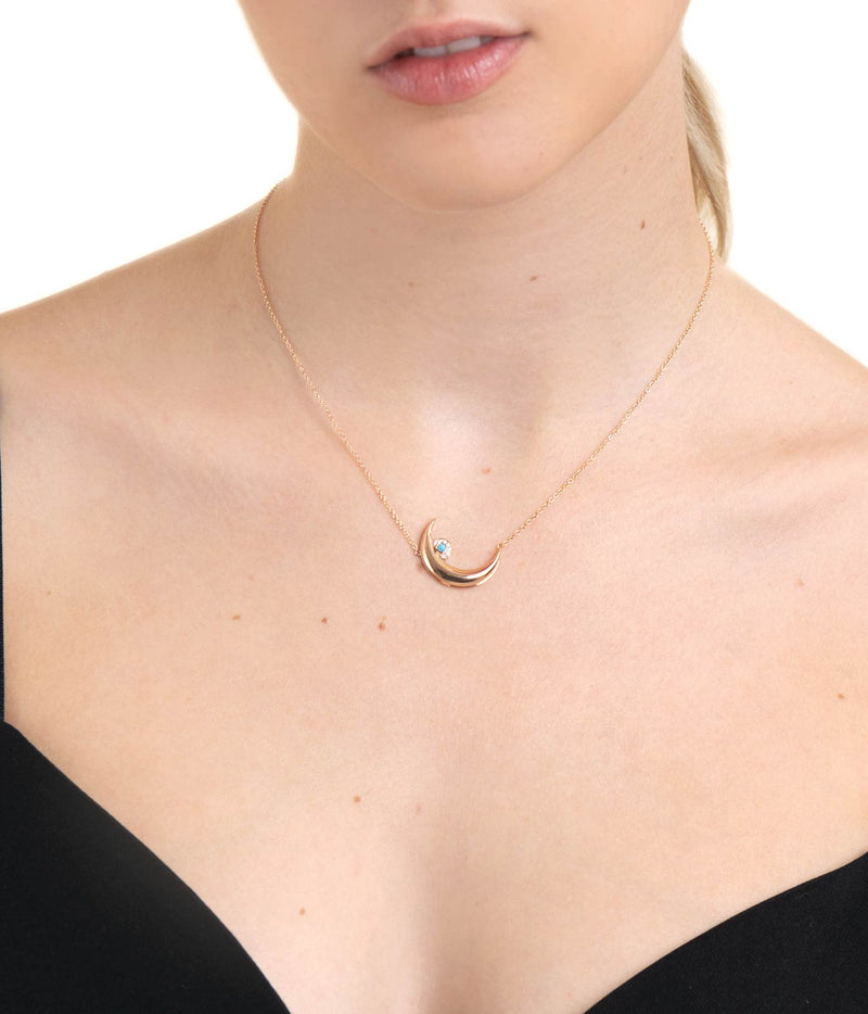Eye-Moon rose-gold turquoise and diamond necklace