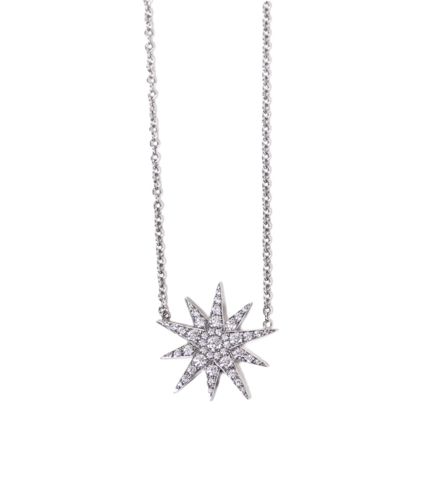 Star white gold and diamond necklace