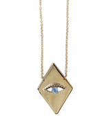 Large Diamond Shaped Evil Eye Necklace in Yellow Gold