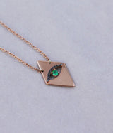 Small Diamond Shaped Evil Eye Necklace in Rose Gold