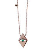 Small Diamond Shaped Evil Eye Necklace in Rose Gold