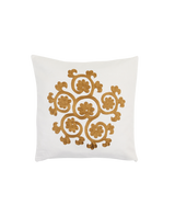 Flower hand-embroidered silk cushion