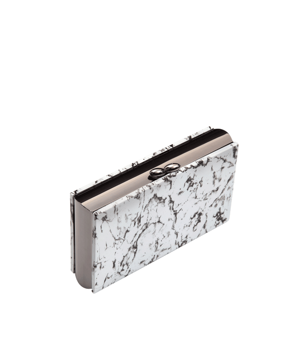 Malibu rhodium-plated marble-effect clutch