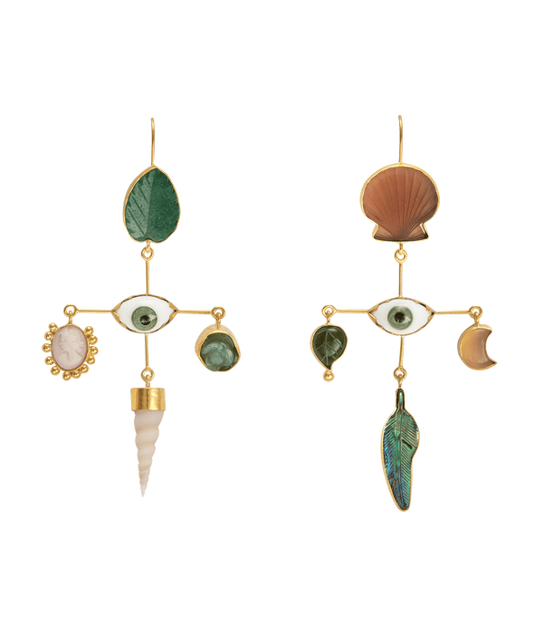 Eye Cross gold-plated multi-stone earrings