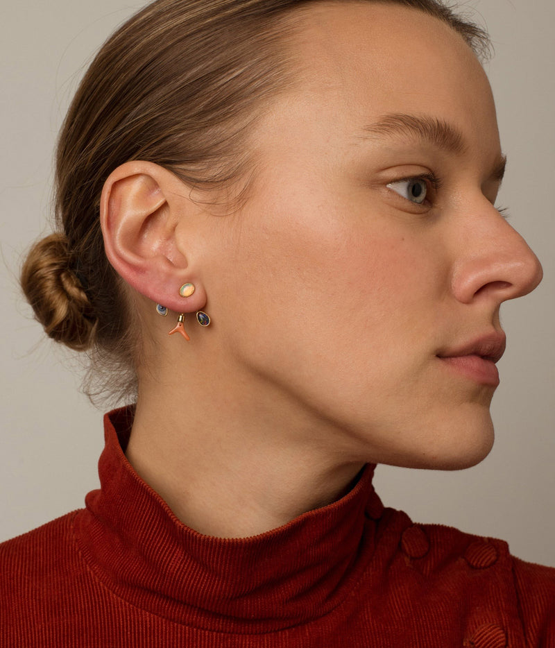 Eye Ear jacket gold-plated multi-stone earrings