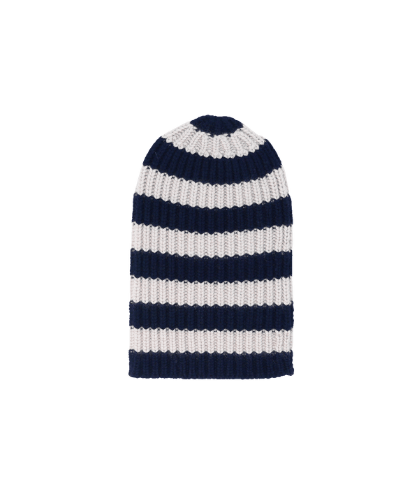 Sailor Bold Striped Cashmere Beanie in Navy & Jute