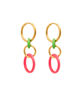 Green & Pink Hula Hoop Earrings