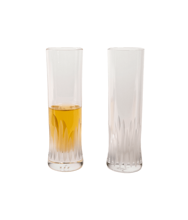 Furrow set of 2 crystal glass champagne flutes (frosted)